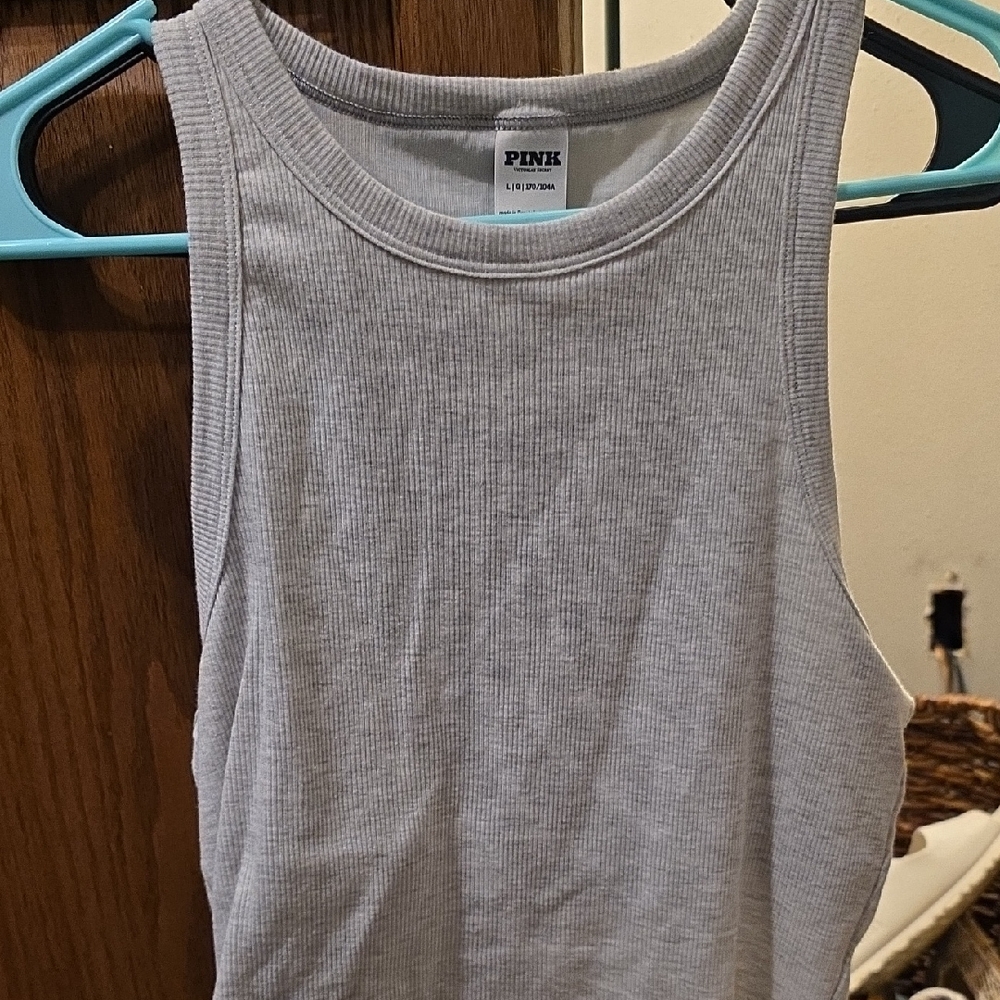 PINK Victoria's Secret Light Gray Ribbed Top